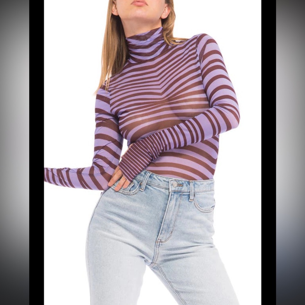 Purple wave sheer top - Picture 2 of 5